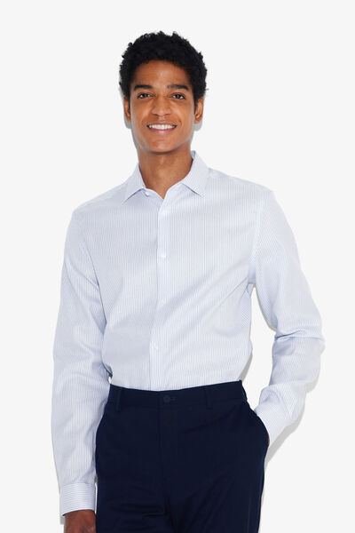Chemise sans repassage en coton rayée
