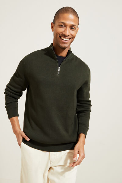 Pull col montant demi zippé