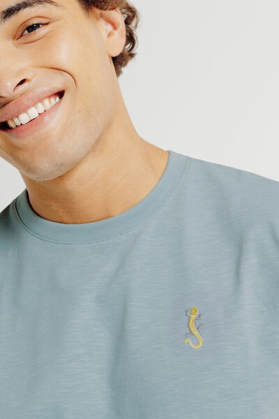 Tee shirt matière flammée broderie poitrine