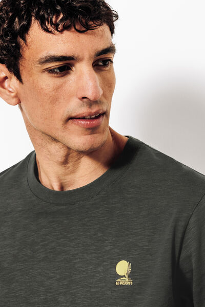 Tee shirt matière flammée broderie poitrine