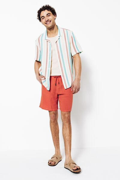Bermuda met elastische taille in katoengaas