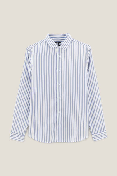 Chemise sans repassage en coton rayée regular