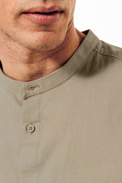 Chemise en coton lin col mao