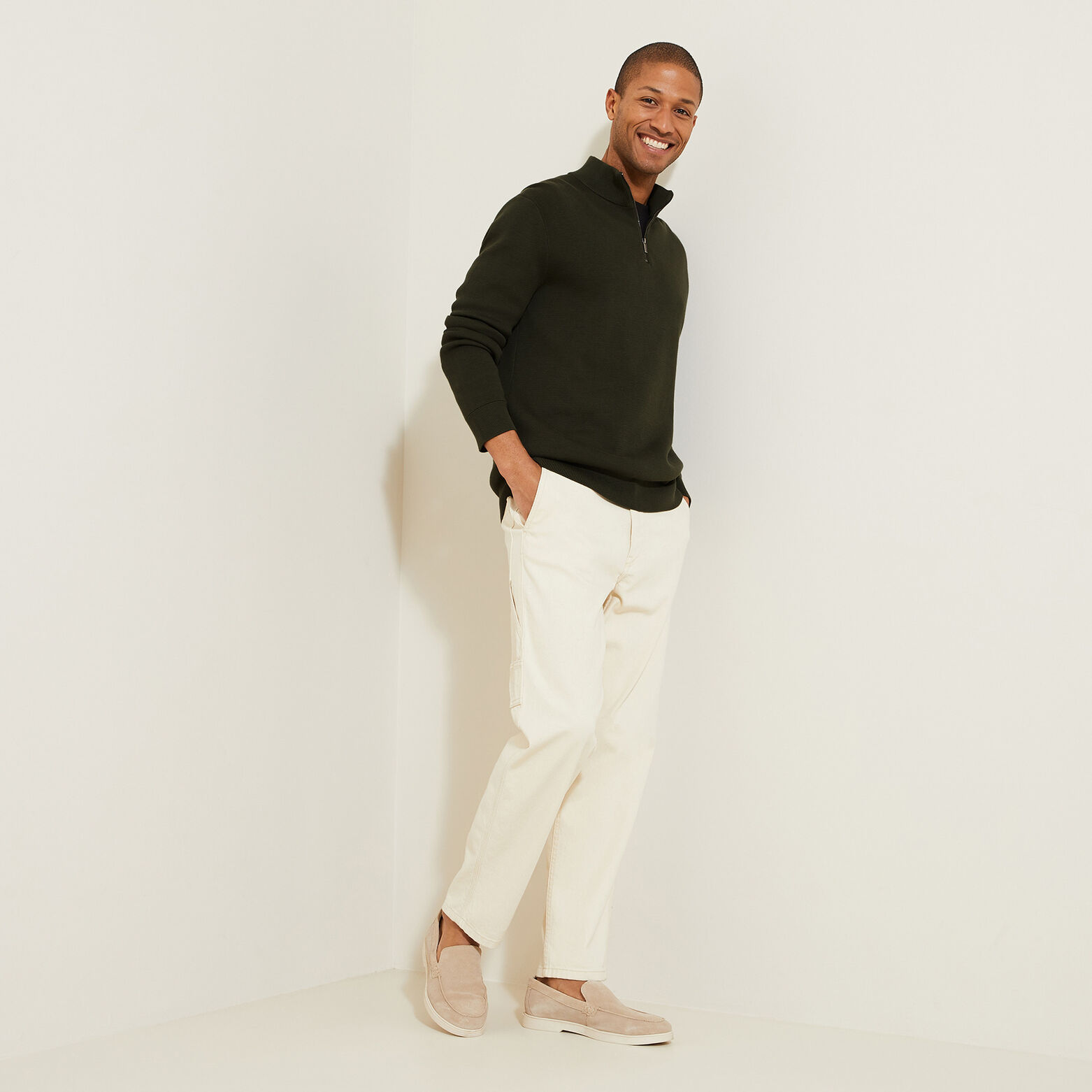 Pull col montant demi zippé